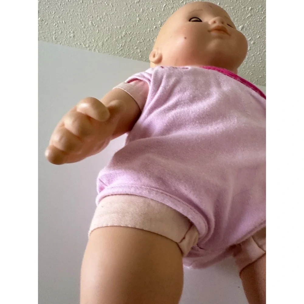 American Girl Bitty baby Blonde Blue Eyes Doll Pink Outfit Diaper Used
